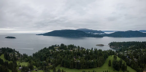 Vista Aerea Della Baia Horseshoe Che Domina Howe Sound Vancouver — Foto Stock