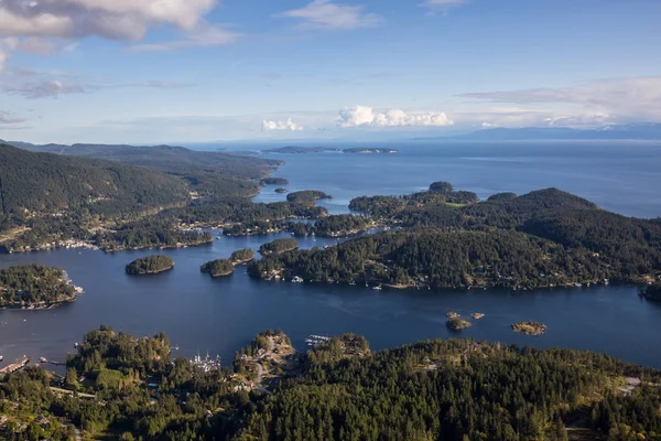 Pender Harbour Sunshine Coast Britská Kolumbie Kanada Zakalený Večer Leteckého — Stock fotografie