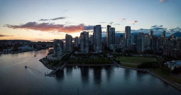Aerial Panorama Downtown City False Creek Vancouver British Columbia Canada — Stock Photo, Image