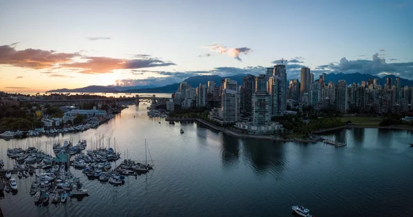 Panorama Aereo Downtown City False Creek Vancouver British Columbia Canada — Foto Stock