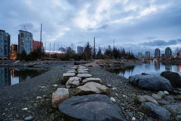 Park False Creek Downtown Vancouver Kanada Snímek Pořízený Během Jednoho — Stock fotografie