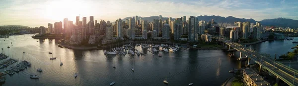 Air Panoramic Downtown City Skyline Vancouver Colúmbia Britânica Canadá Tomado — Fotografia de Stock