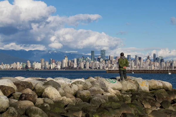 Downtown Vancouver Visto Jericho Beach Canada — Foto Stock