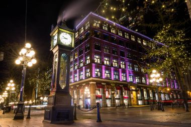 Steam Clock in Gastown, Downtown Vancouver, British Columbia, Canada. clipart