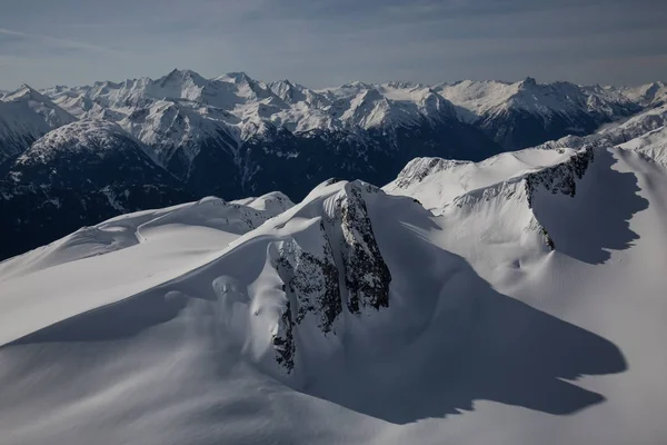 Vue Aérienne Paysage Glacier Lointain Des Pics Montagne Colombie Britannique — Photo