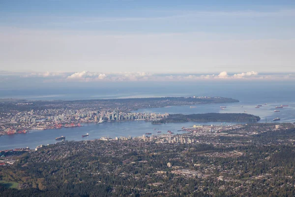 Vancouver City British Columbia Canadá Tomado Durante Uma Manhã Nebulosa — Fotografia de Stock