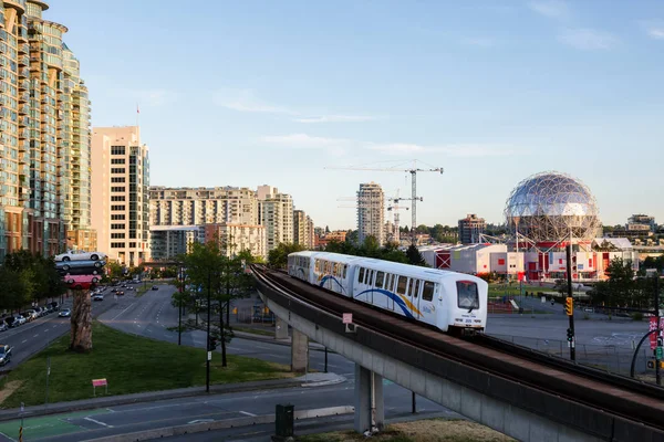 Downtown Vancouver Kanada Června 2016 Skytrain Kolem Světa Vědy False — Stock fotografie