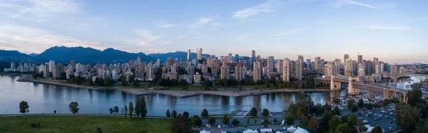 Air Panoramic Downtown City Skyline Vancouver Colúmbia Britânica Canadá Tomado — Fotografia de Stock