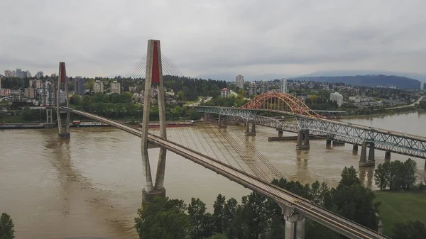 Aerial View Skytrain Pattullo Bridge New Westminster Greater Vancouver British — Stock Photo, Image