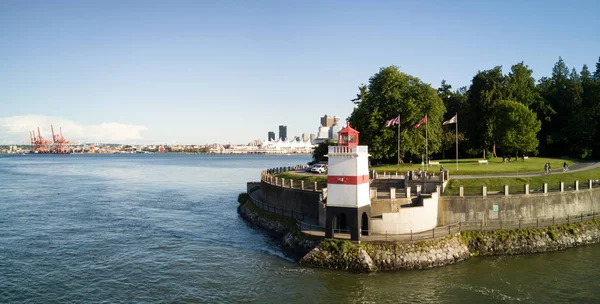 Brockton Point Lighthouse Stanley Park Com Vancouver Downtown Canadá Segundo — Fotografia de Stock