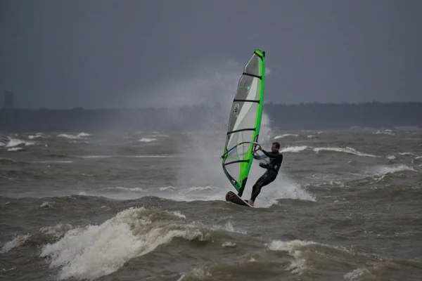 Boundary Bay Vancouver British Columbia Canada November 2017 Man Windsurfing — Stock Photo, Image