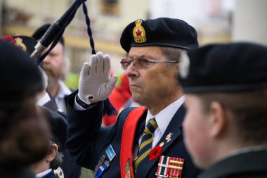 Küçük bir kasabada Powell River, British Columbia, Kanada - 11 Kasım 2017 - Anma Günü töreni.