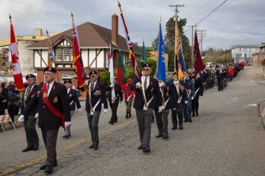 Küçük bir kasabada Powell River, British Columbia, Kanada - 11 Kasım 2017 - Anma Günü töreni.