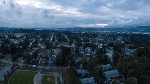 Panoramiczny Widok Lotu Ptaka Miasta Surrey Greater Vancouver British Columbia — Zdjęcie stockowe