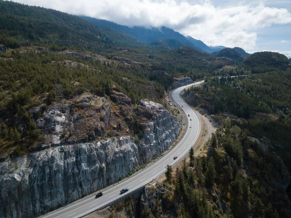 Aerial drone view of Sea to Sky hwy — Stock Photo, Image