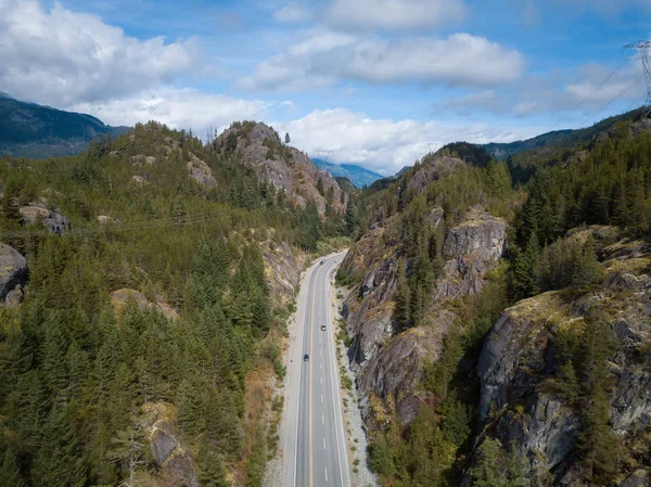 Aerial drone view of Sea to Sky hwy — Stock Photo, Image