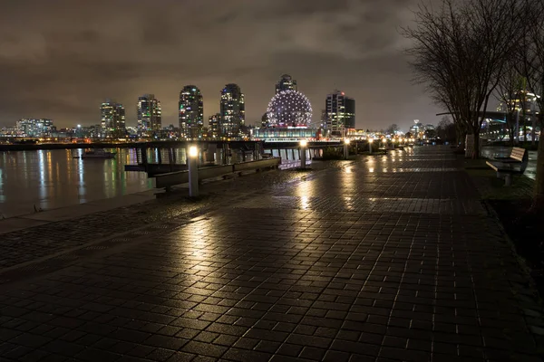 Noite Downtown City Vista Durante Dia Chuvoso Inverno Tomado False — Fotografia de Stock
