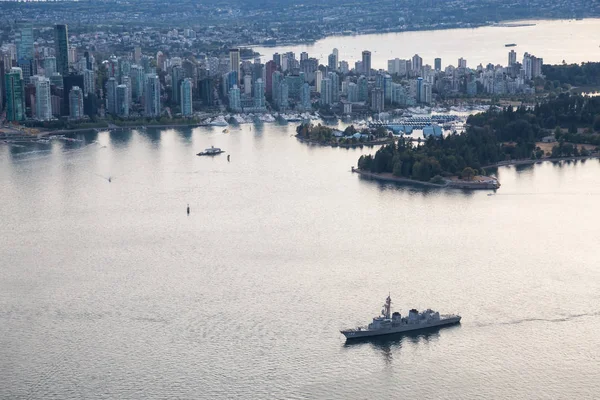 Ванкувер Британская Колумбия Канада Сентября 2017 Вид Воздуха Корабль Эсминец — стоковое фото