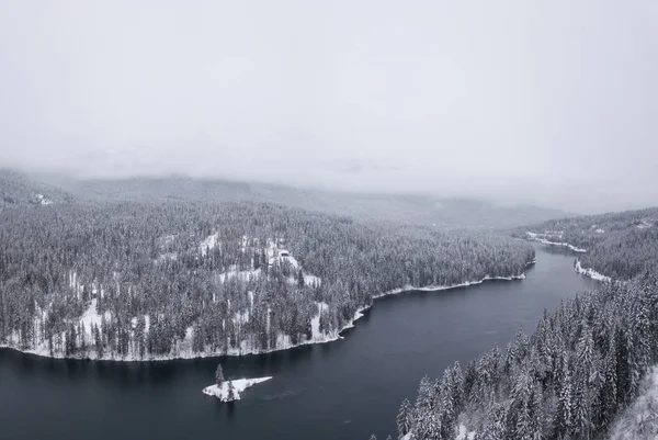 Kış Kanada Manzara Havadan Panoramik Görünümü Nelson British Columbia Kanada — Stok fotoğraf