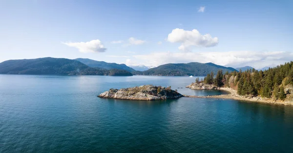 Aerial Panoramic View Whytecliff Park Vibrant Sunny Day Taken Horseshoe — Stock Photo, Image