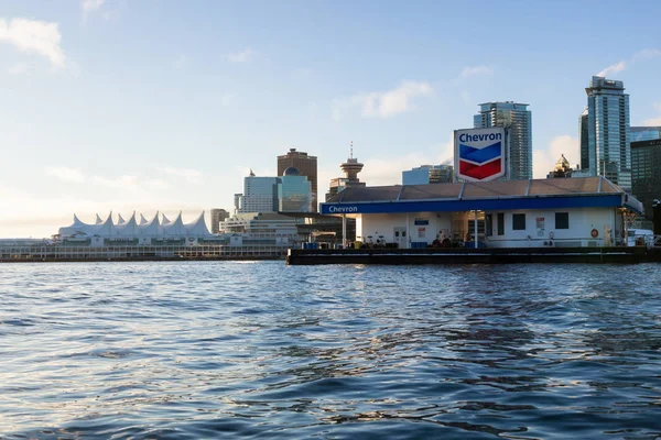 Downtown Vancouver Colúmbia Britânica Canadá Fevereiro 2018 Estação Gás Chevron — Fotografia de Stock