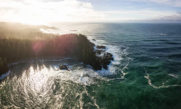 Vista Panorámica Aérea Del Paisaje Marino Durante Una Vibrante Mañana — Foto de Stock