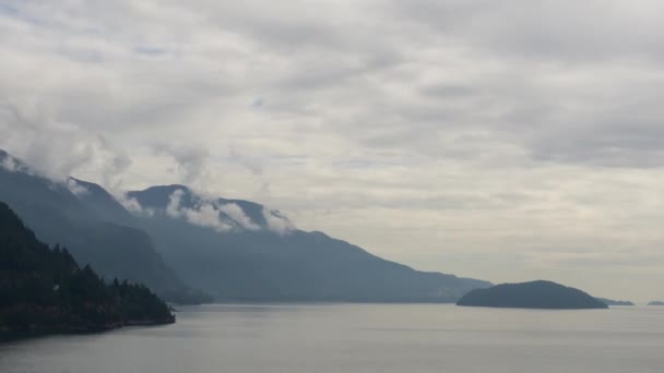 Timelapse Horseshoe Bay Cubierto Nubes Howe Sound Tomado Norte Vancouver — Vídeos de Stock