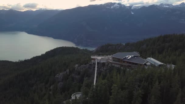 Vue Aérienne Gondole Pont Suspendu Sommet Montagne Porté Près Squamish — Video