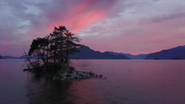 Luftaufnahme Einer Insel Mit Einer Wunderschönen Meeresbucht Hintergrund Umgeben Von — Stockvideo