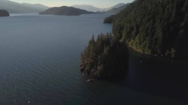 Vista Aérea Lago Harrison Durante Pôr Sol Verão Vibrante Colorido — Vídeo de Stock