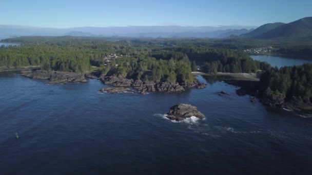 Vista Aérea Bela Costa Oceano Pacífico Durante Nascer Sol Verão — Vídeo de Stock