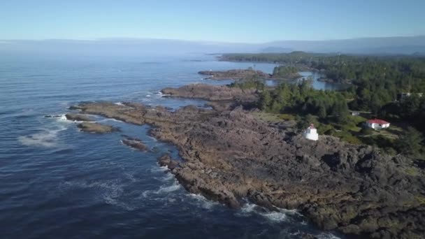 Flygfoto Över Den Vackra Kusten Vid Stilla Havet Solig Himmel — Stockvideo