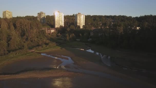 Вид Воздуха Шорлайн Трейл Порт Муди Большой Ванкувер Британская Колумбия — стоковое видео