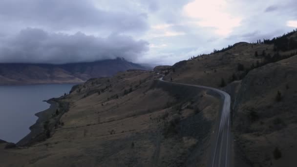 ドローン映像の劇的な日の出の間の風光明媚な風景 カムループス ブリティッシュ コロンビア州 カナダの近くに撮影 — ストック動画