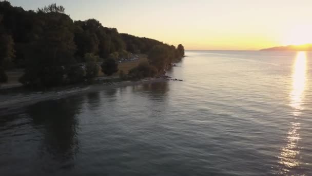 Bella Vista Aerea Vivace Tramonto Estivo Sulla Spiaggia Preso Banche — Video Stock