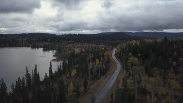 Vista Aerea Una Bella Strada Panoramica Circondata Montagne Canadesi Durante — Video Stock