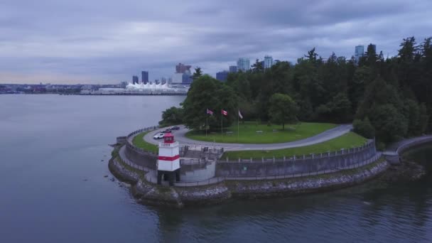 Brockton Point Φάρο Στο Stanley Park Στο Κέντρο Της Πόλης — Αρχείο Βίντεο