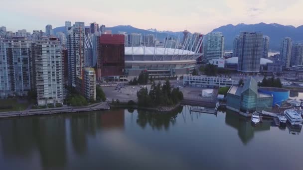 Lotu Ptaka Downtown Vancouver British Columbia Kanada Podczas Piękny Zachód — Wideo stockowe