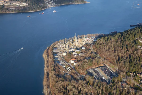 Aerial View Oil Refinery Industry Port Moody Greater Vancouver Canada — Stock Photo, Image