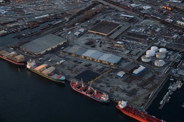 Vancouver British Columbia Canada February 2018 Aerial View Industrial Area — Stock Photo, Image