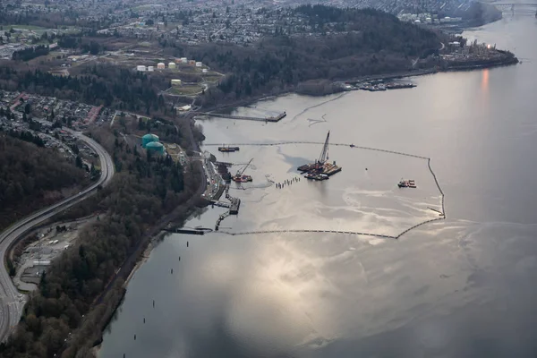 Aerial View Oil Refinery Industry Vancouver British Columbia Canada — Stock Photo, Image