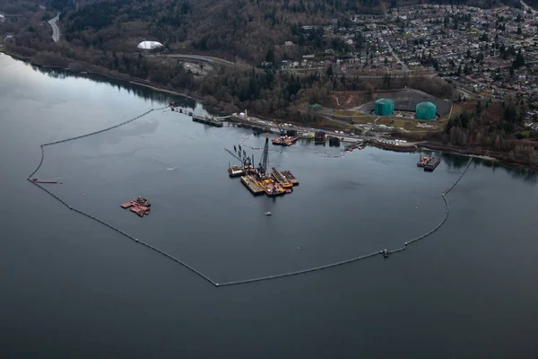 Vista Aérea Industria Refinería Petróleo Vancouver Columbia Británica Canadá —  Fotos de Stock