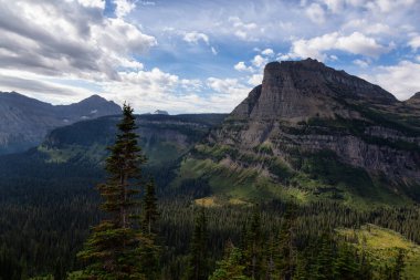 Glacier National Park, Montana, United States. Beautiful View of American Rocky Mountain Landscape during a Cloudy Summer Morning.