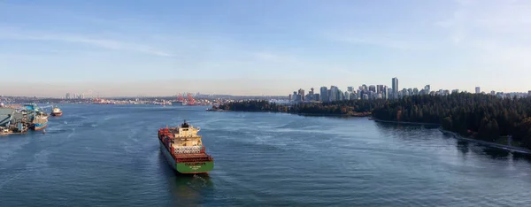Vancouver British Columbia Canada October 2019 Aerial Panoramic View Cargo — Stock Photo, Image