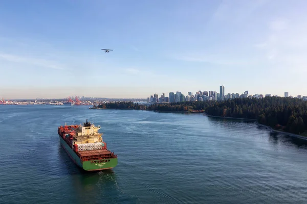 Vancouver Colúmbia Britânica Canadá Outubro 2019 Vista Aérea Cima Navio — Fotografia de Stock