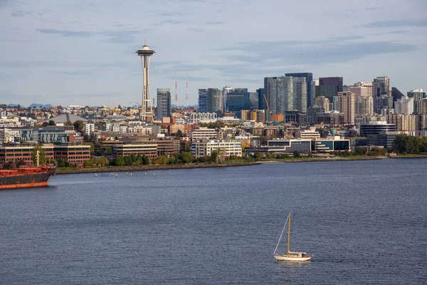 Downtown Seattle Washington Verenigde Staten Van Amerika Luchtfoto Van Moderne — Stockfoto
