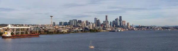 Downtown Seattle Washington Spojené Státy Americké Letecký Panoramatický Výhled Moderní — Stock fotografie