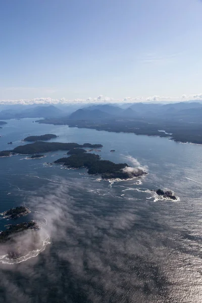 Luchtfoto Landschap Uitzicht Van Prachtige Stille Oceaan Kust Met Kust — Stockfoto