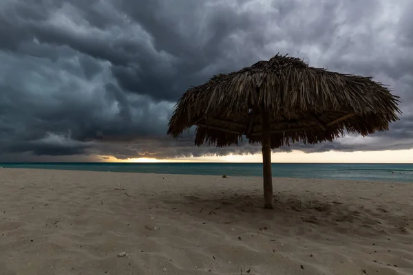 Beautiful View Sandy Beach Varadero Cuba Caribbean Sea Taken Dark — Stock Photo, Image
