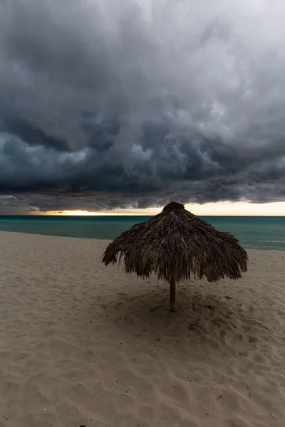 Beautiful View Sandy Beach Varadero Cuba Caribbean Sea Taken Dark — Stock Photo, Image